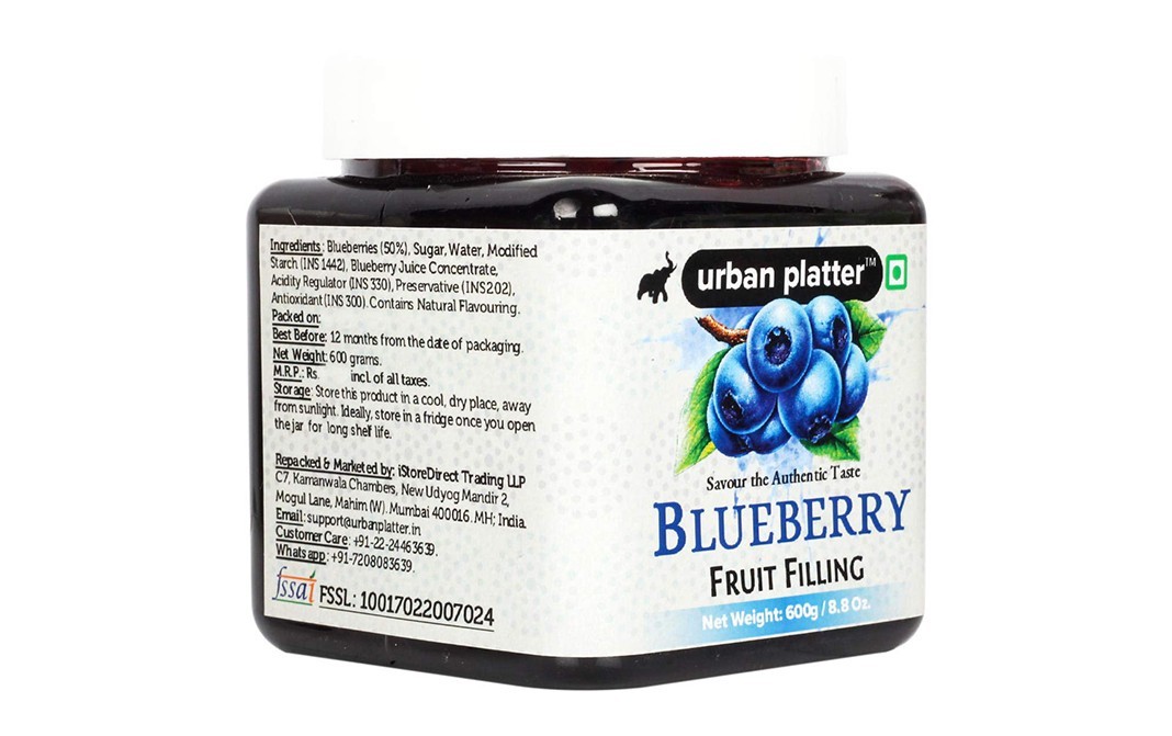 Urban Platter Blueberry Fruit Filling    Plastic Jar  600 grams